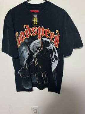 Black Graphic ' Dog Moon T-Shirt